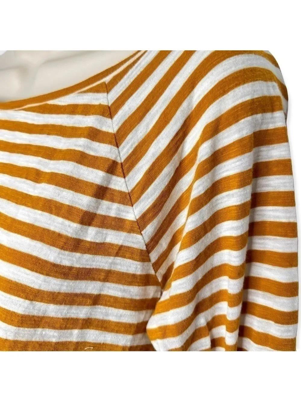 J.Crew‎ Mustard Yellow White Striped Long Sleeve Top Small